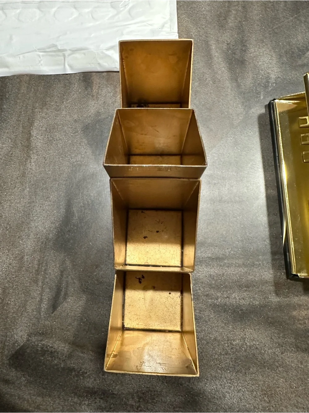 Vintage-Style Gold Metal Geometric Desktop Organizer
